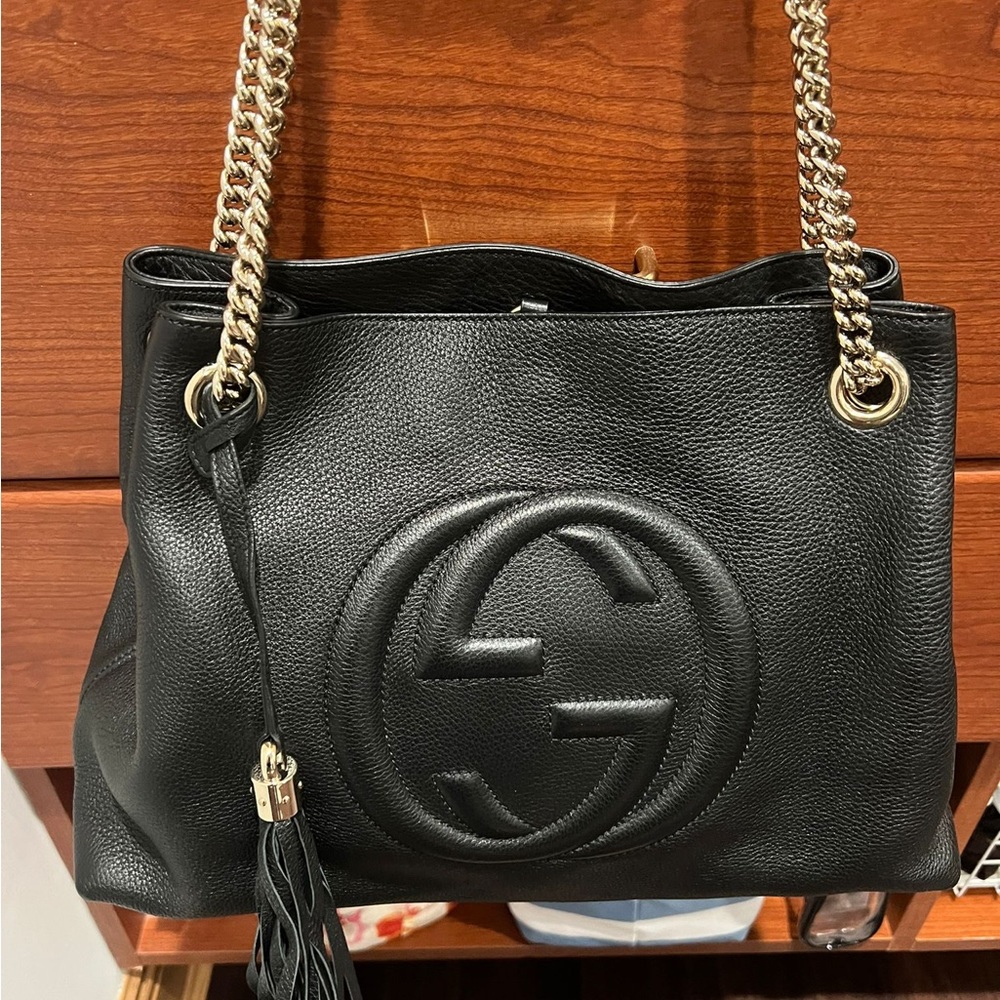 Gucci Soho Chain Strap, Shoulder Bag Leather in Black.